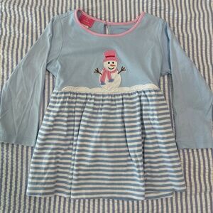 Claire and Charlie girls long sleeve snowman top with matching sibling Sz 7